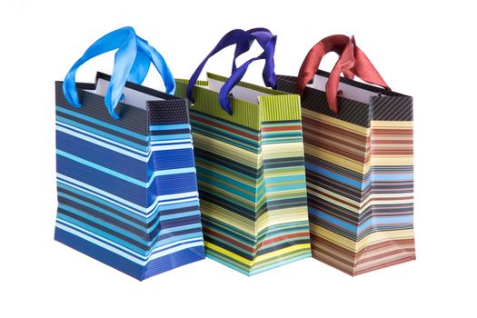 Paper shopping bags isolated on white background