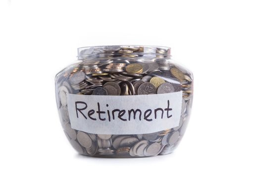 Retirement savings money in jar