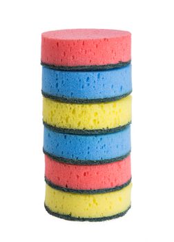 Kitchen sponges isolated over white background