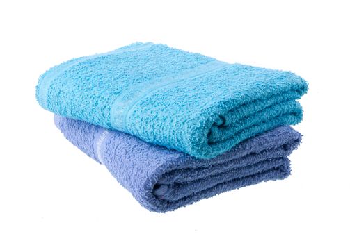 Colorful towels isolated on white background