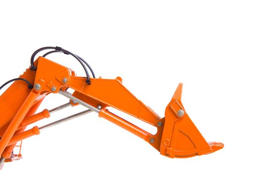 Digger excavator arm isolated on white background