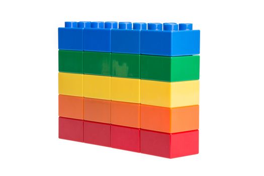 Plastic building blocks isolated on white background