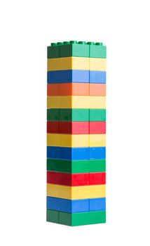 Plastic building blocks isolated on white background