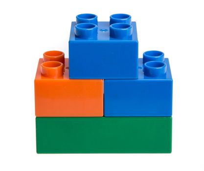Plastic building blocks isolated on white background