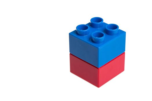 Plastic building blocks isolated on white background