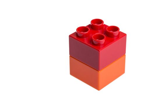Plastic building blocks isolated on white background