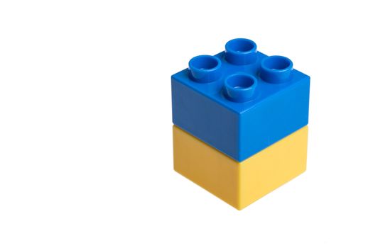 Plastic building blocks isolated on white background