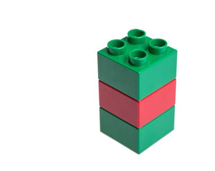 Plastic building blocks isolated on white background