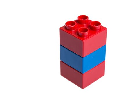 Plastic building blocks isolated on white background