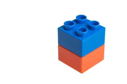 Plastic building blocks isolated on white background