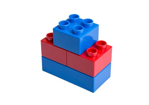 Plastic building blocks isolated on white background