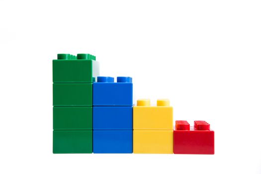 Plastic building blocks isolated on white background