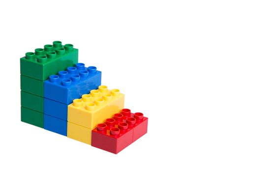 Plastic building blocks isolated on white background