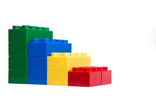 Plastic building blocks isolated on white background