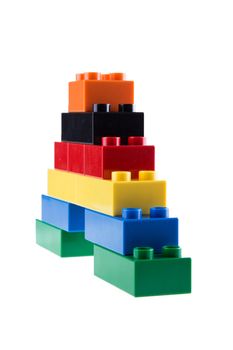 Plastic building blocks isolated on white background