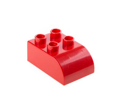 Plastic building blocks isolated on white background