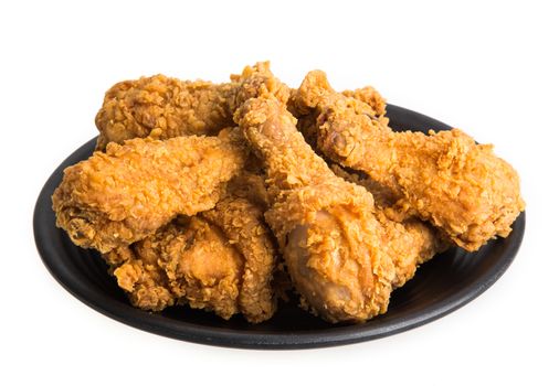 plate of fried chicken isolated on white background
