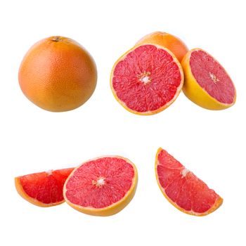 ripe grapefruits isolated on white background
