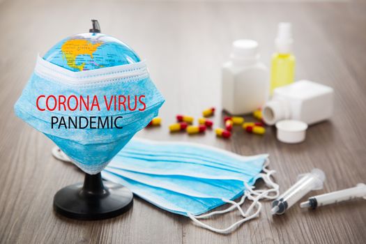 Coronavirus / Corona virus concept. world/ earth put mask to fight against Corona virus.