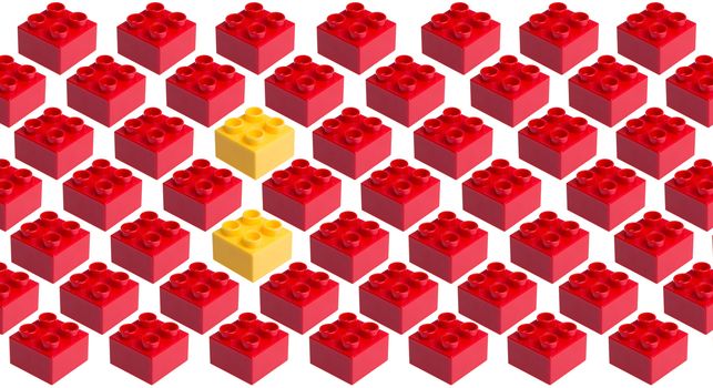 Plastic building blocks isolated on white background