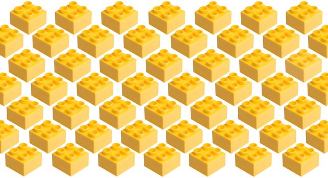 Plastic building blocks isolated on white background
