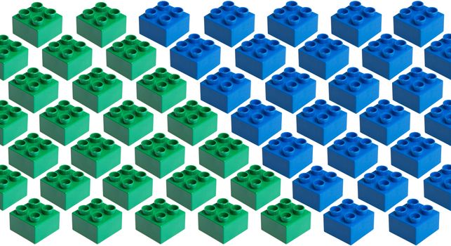Plastic building blocks isolated on white background