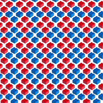 seamless pattern plastic block with color blue and red