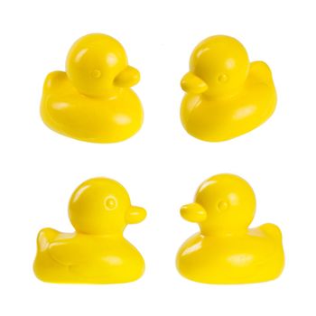 various angle of yellow duck isolated on white background