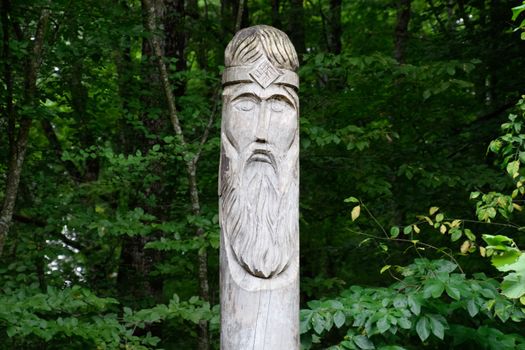 The temple of Dagboga, a pagan idol in the mountain forest of Shapsugi. Dazbog
