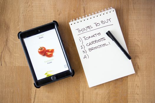 buy vegetable online concept with tablet