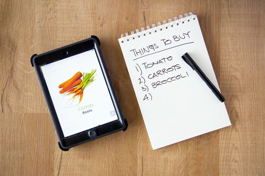 buy vegetable online concept with tablet