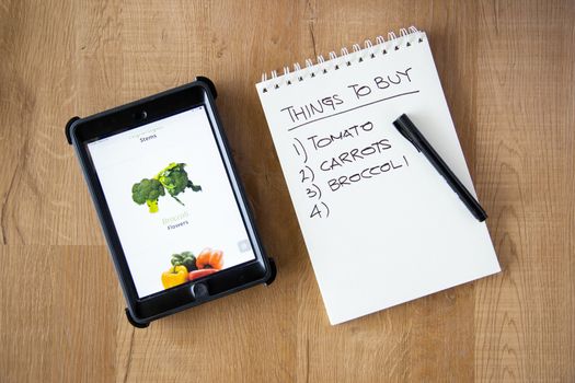 buy vegetable online concept with tablet