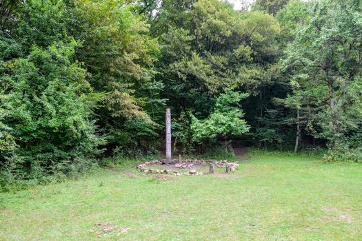 The temple of Dagboga, a pagan idol in the mountain forest of Shapsugi. Dazbog