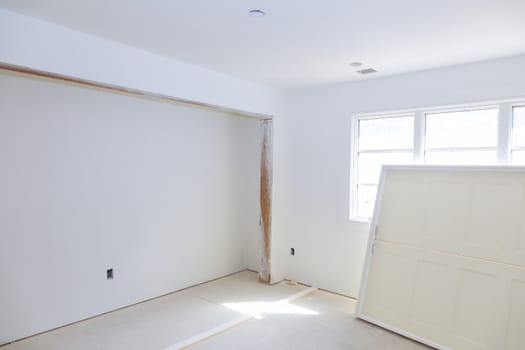 Waiting preparation interior doors for room remodeling installing material new home