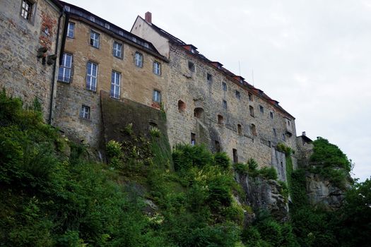 Side view on Hohenstein castle built on sandstone rocks in Saxon Switzerland, Germany