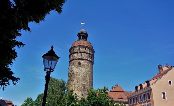 Nikolaiturm from the Nikolaigraben street in Goerlitz, Germany