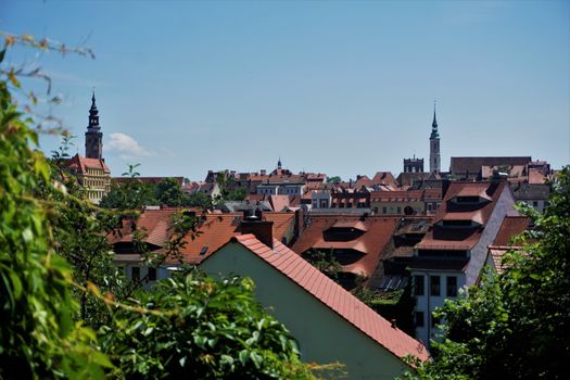 Beautiful roof top view over the medieval old town of Goerlitz, Germany