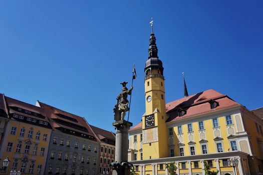 Ritter Dutschmann Fountain, Town Hall and baroque houses in Bautzen, Germany