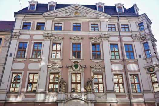 Beautiful facade of the Hartmannshaus in Bautzen, Germany