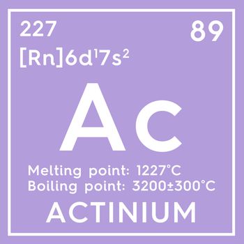 Actinium. Actinoids. Chemical Element of Mendeleev's Periodic Table. Actinium in square cube creative concept. 3D illustration.