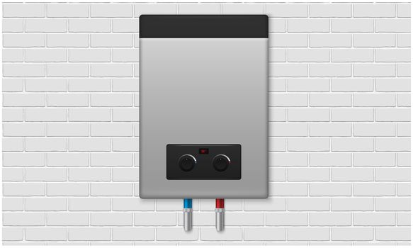 mock up illustration of electronic water heater on abstract background