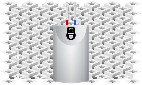 mock up illustration of electronic water heater on abstract background