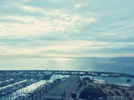 Seaside and port in Barcelona, Spain in summer