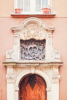 Detail of a historical building in the Old Town in Gdansk, Poland, architecture and design