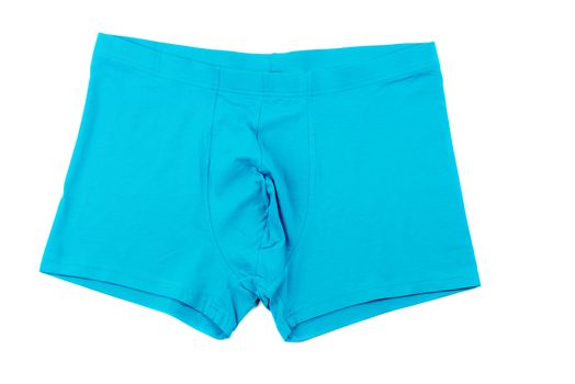 Blue men's Boxer briefs isolated on a white background