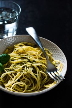 Cooked tasty spaghetti pasta in a bowl