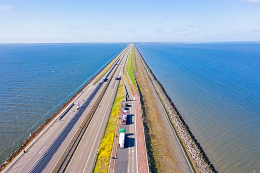 Aerial from the Afsluitdijk in the north of the Netherlands