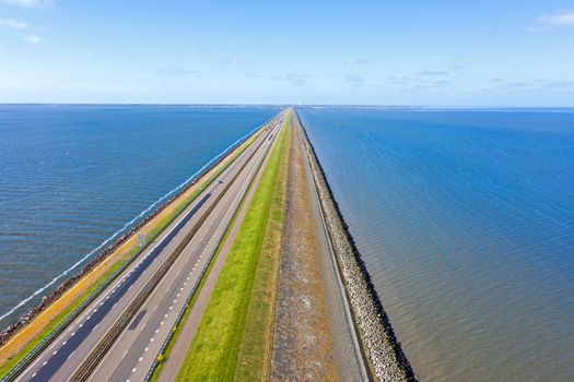 Aerial from the Afsluitdijk in the north of the Netherlands