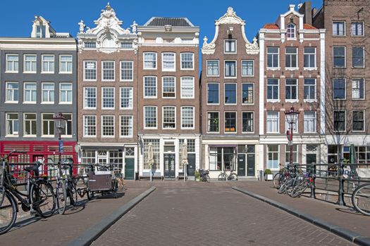 Medieval facades at the Prinsengracht in Amsterdam Netherlands