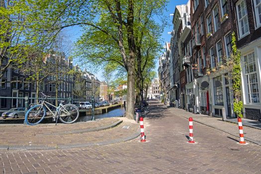 City scenic from Amsterdam in spring in the Netherlands